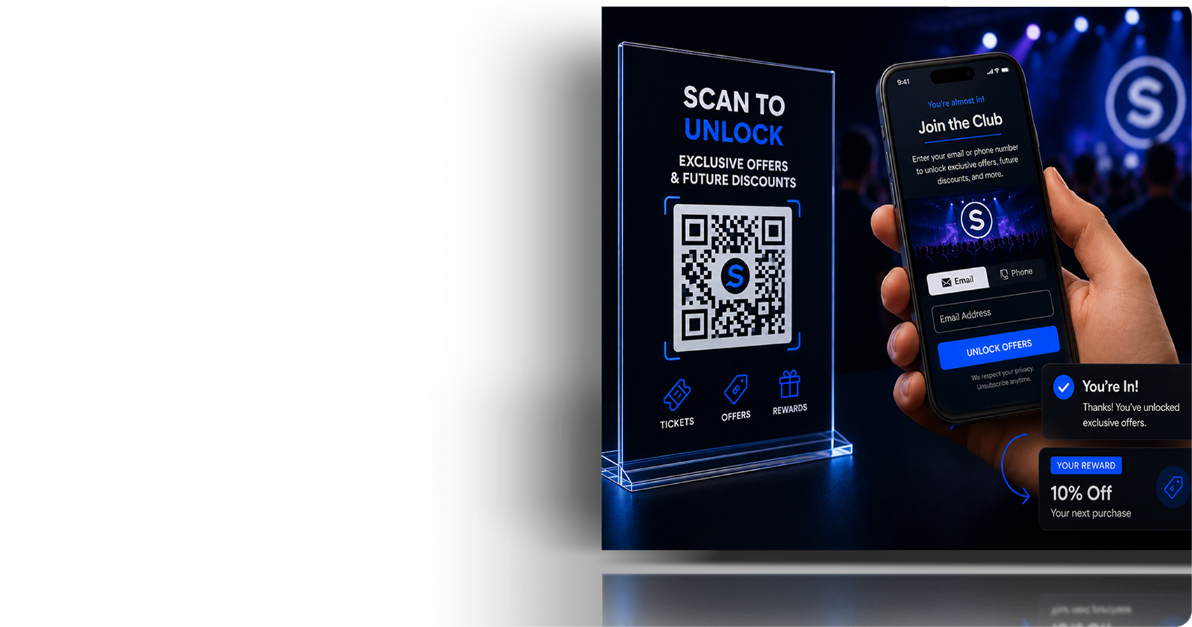 QR stand and phone unlocking fan club offers
