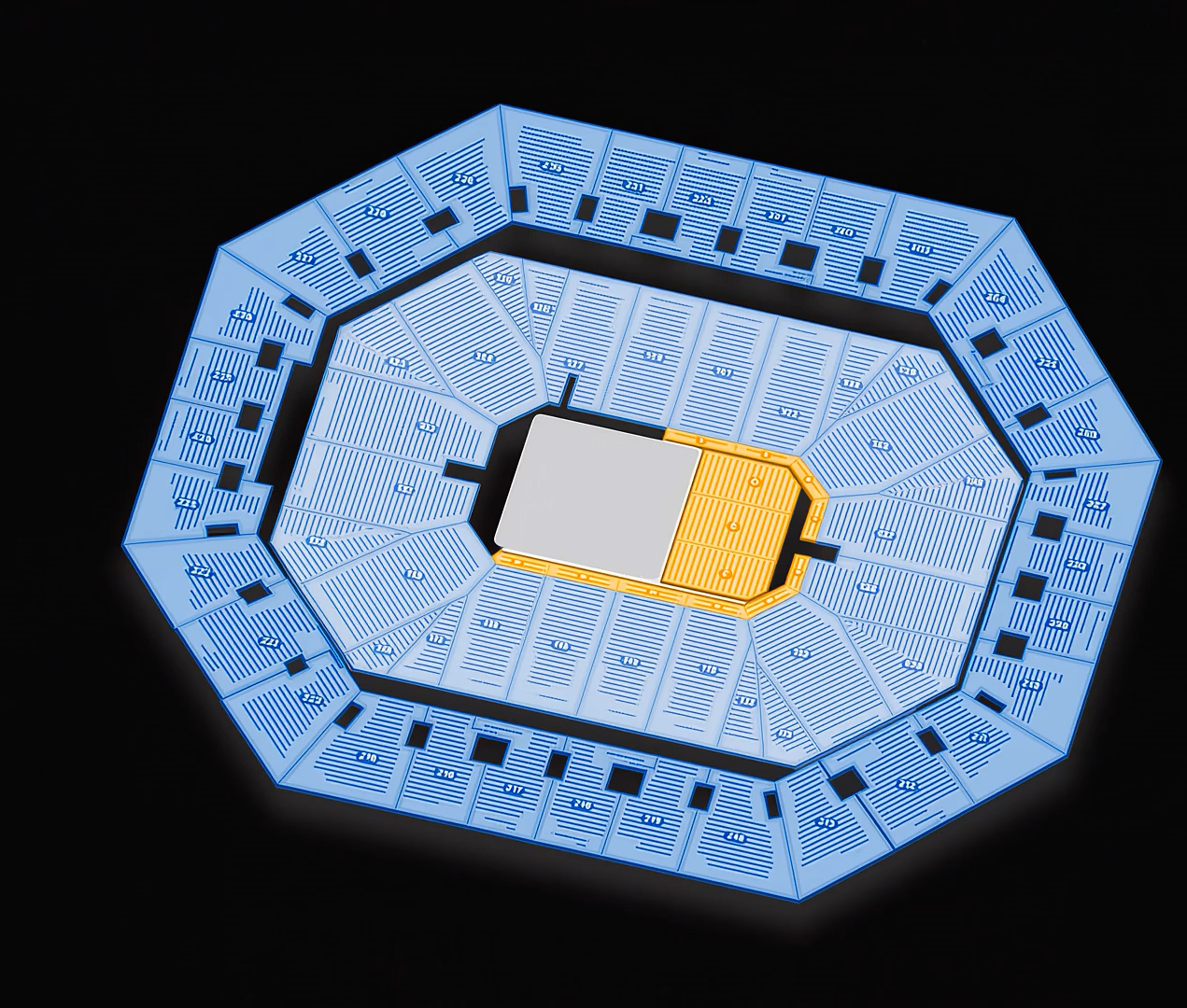 Stadium seating map with section editor