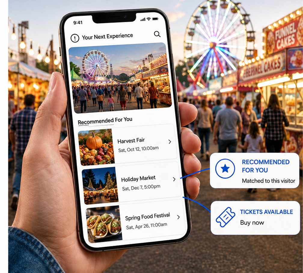 Phone showing personalized next-event recommendations